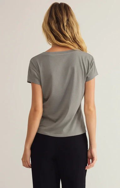 Z Supply Ladies Graphite Grey Modern V-Neck Tshirt