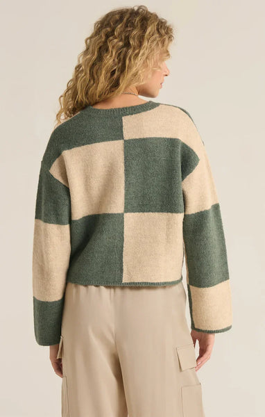 Z Supply Ladies Palm Green Rosi Blocked Sweater