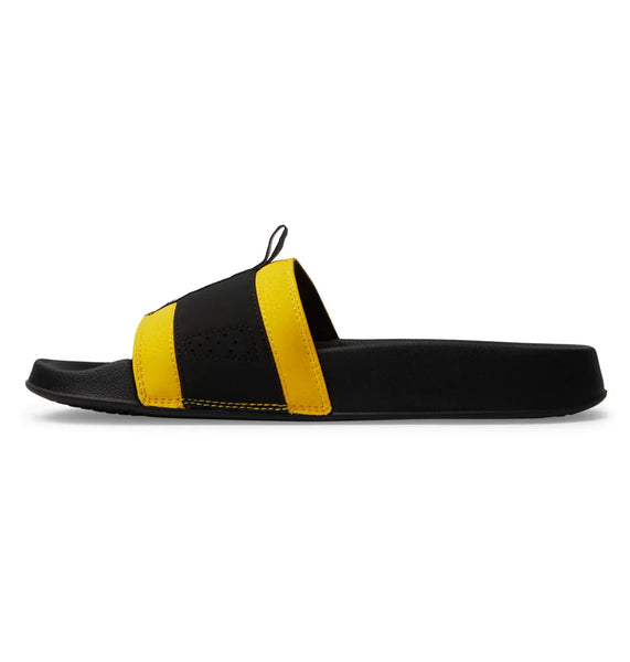 DC Mens Black/Black/Yellow Lynx Slide Sandal