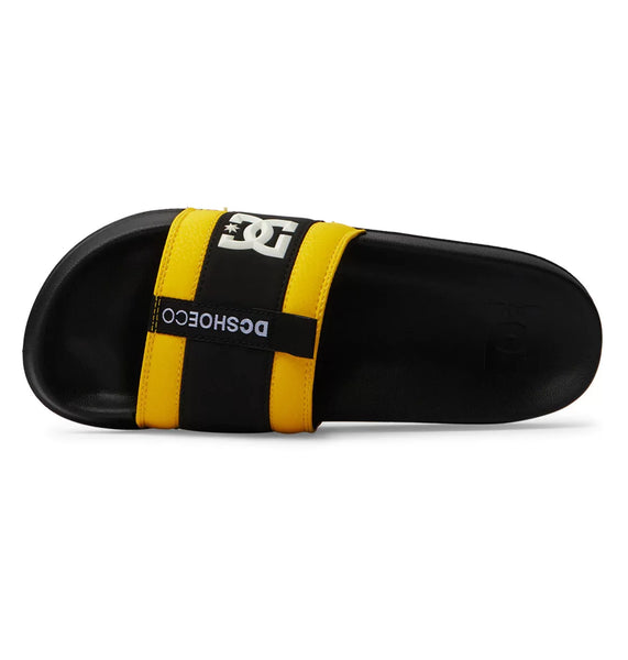 DC Mens Black/Black/Yellow Lynx Slide Sandal