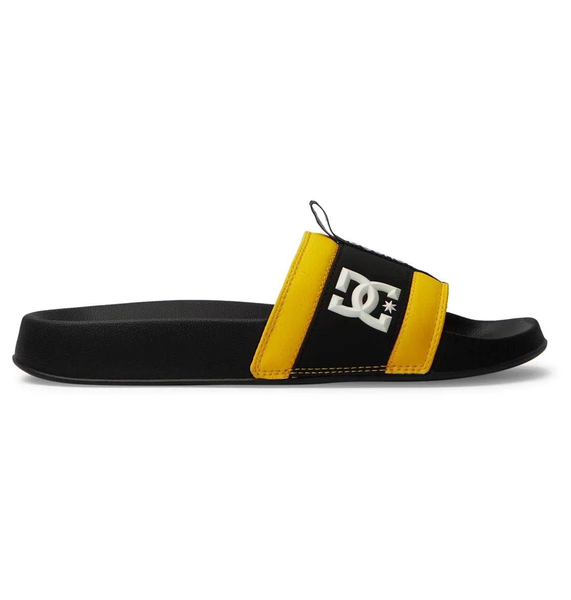 DC Mens Black/Black/Yellow Lynx Slide Sandal