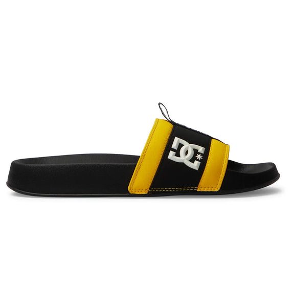 DC Mens Black/Black/Yellow Lynx Slide Sandal