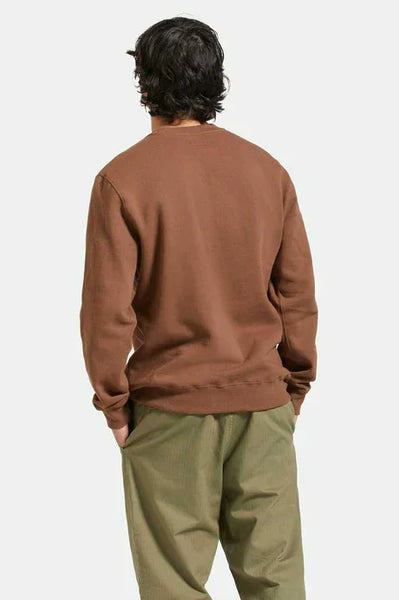 Brixton Mens Pinecone Brown Parson Patch Crewneck