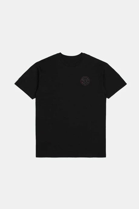 Brixton Mens Black/Charcoal/Mahogany Crest II SS Tshirt