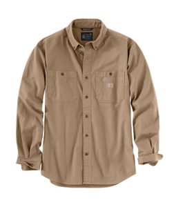 Carhartt Mens Dark Khaki Relaxed Fit Midweight Canvas LS Shirt