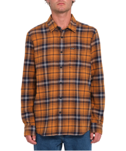 Volcom Mens Chestnut Brown Caden Plaid LS Shirt