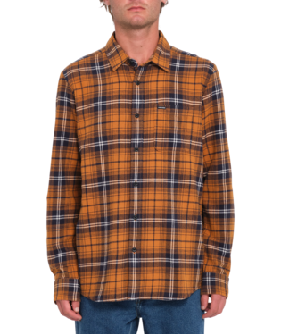 Volcom Mens Chestnut Brown Caden Plaid LS Shirt