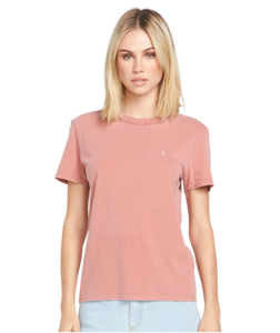 Volcom Ladies Mauve Rose Solid Stone Emblem Tshirt