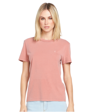 Volcom Ladies Mauve Rose Solid Stone Emblem Tshirt