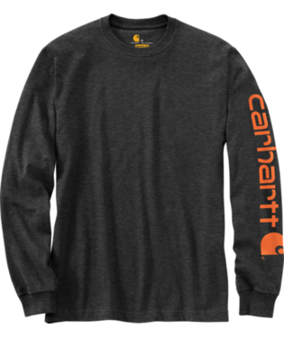 Carhartt Mens Carbon Heather Loosefit Heavyweight LS Sleeve Logo Tshirt