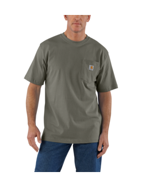 Carhartt Mens Dusty Olive Loosefit Heavyweight SS Pocket Tshirt