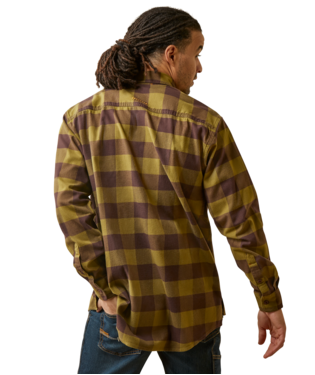 Ariat Mens Rebar Avocado Flannel Durastretch Work Shirt