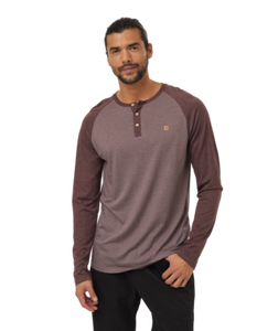 Ten Tree Mens Elkwood Heather/Deep Mahogany Heather Treeblend Classic Henley Longsleeve