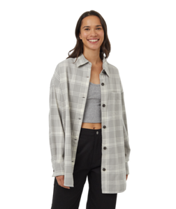 Ten Tree Ladies Stone Grey/Window Plaid Fernwood Flannel Shirt