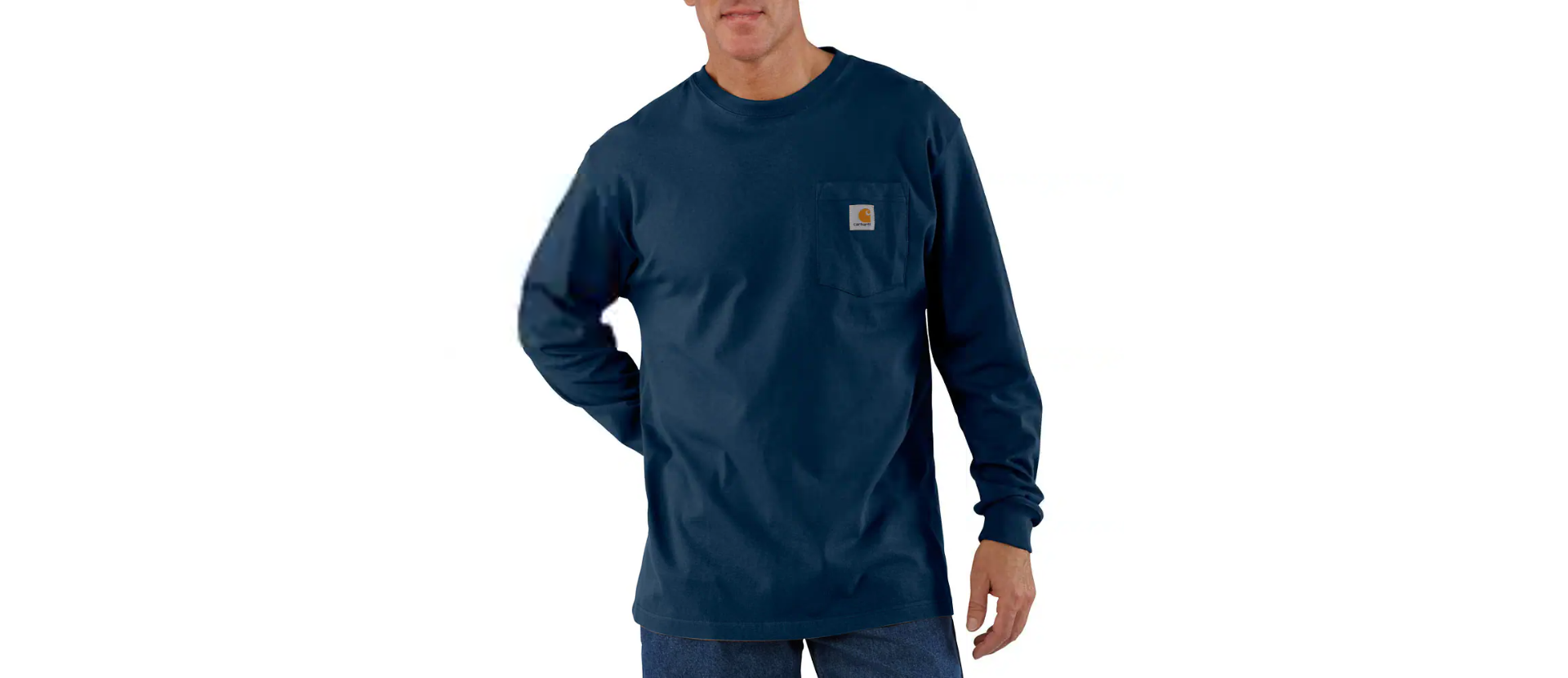 Carhartt Mens Navy Loosefit Heavyweight LS Pocket Tshirt