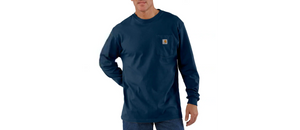 Carhartt Mens Navy Loosefit Heavyweight LS Pocket Tshirt