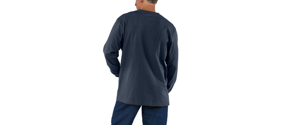 Carhartt Mens Navy Loosefit Heavyweight LS Pocket Tshirt