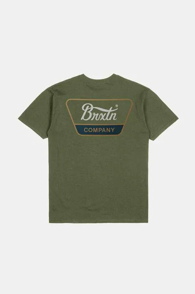 Brixton Mens Ivy Green/Tobacco Brown/Ivory Linwood SS Tshirt