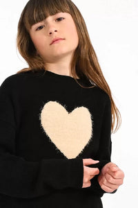 Molly Bracken Girls Knitted Heart Print Sweater