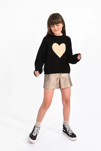 Molly Bracken Girls Knitted Heart Print Sweater