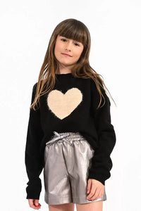 Molly Bracken Girls Knitted Heart Print Sweater