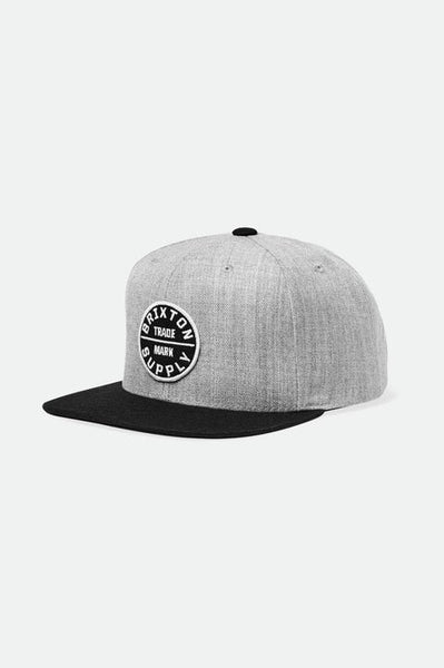 Brixton Mens Light Heather Grey/Black Oath III Snapback