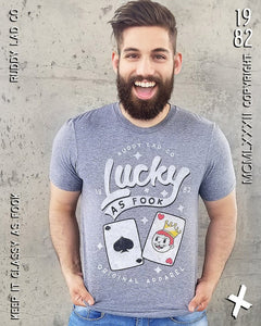 Ruddy Lad Mens Lucky as Fook Graphite Tshirt