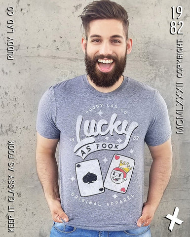 Ruddy Lad Mens Lucky as Fook Graphite Tshirt