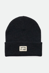 Brixton Mens Washed Black Woodburn Watch Cap Beanie