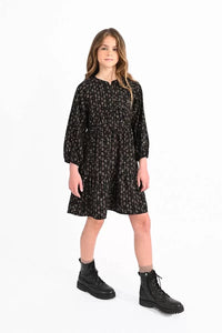 Molly Bracken Girls Printed Dress W/Puff Sleeve