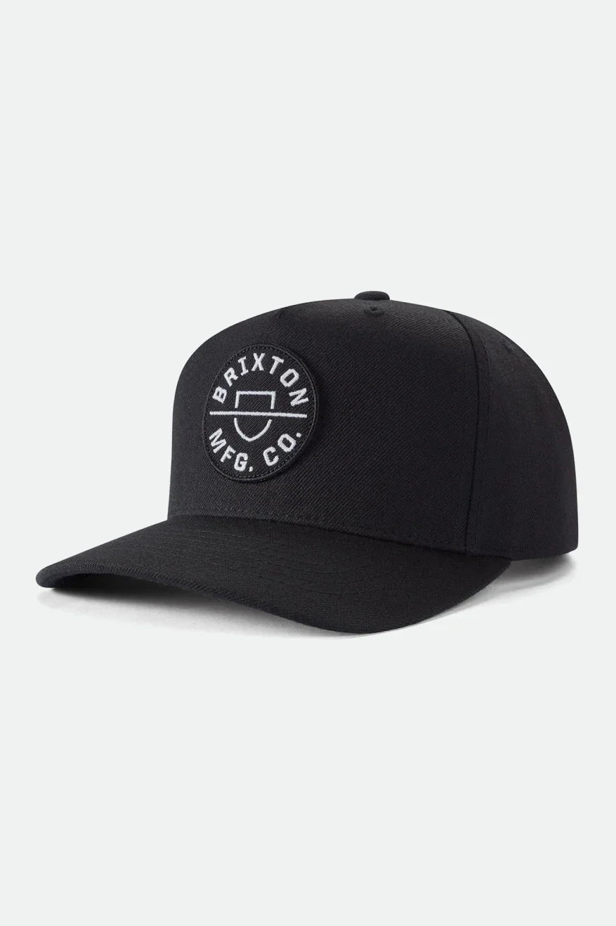 Brixton Mens Black Crest X MP Snapback