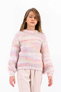 Molly Bracken Girls Round Neck Sweater w/Chunky Knit