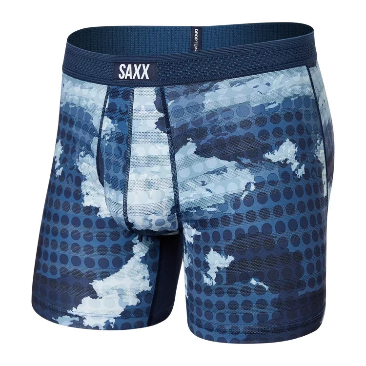 Saxx Mens DropTemp Cool Mesh Boxer Brief w/Fly Cloud Drop