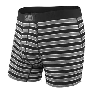 Saxx Mens Ultra Super Soft Boxer Brief w/Fly Black Crew Stripe