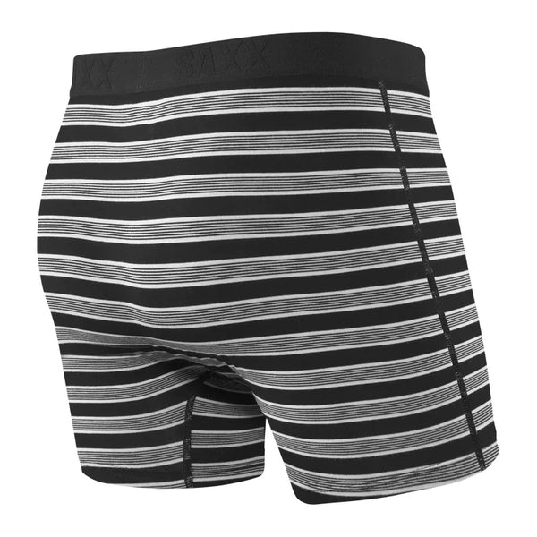 Saxx Mens Ultra Super Soft Boxer Brief w/Fly Black Crew Stripe