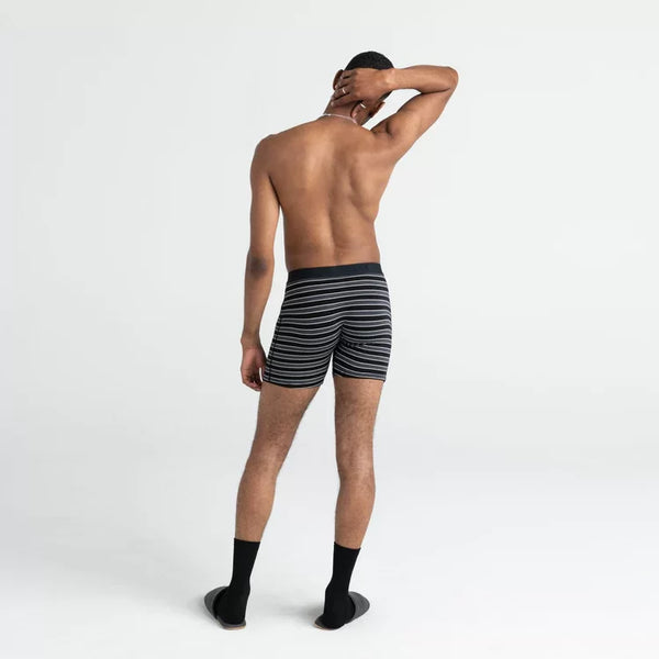 Saxx Mens Ultra Super Soft Boxer Brief w/Fly Black Crew Stripe