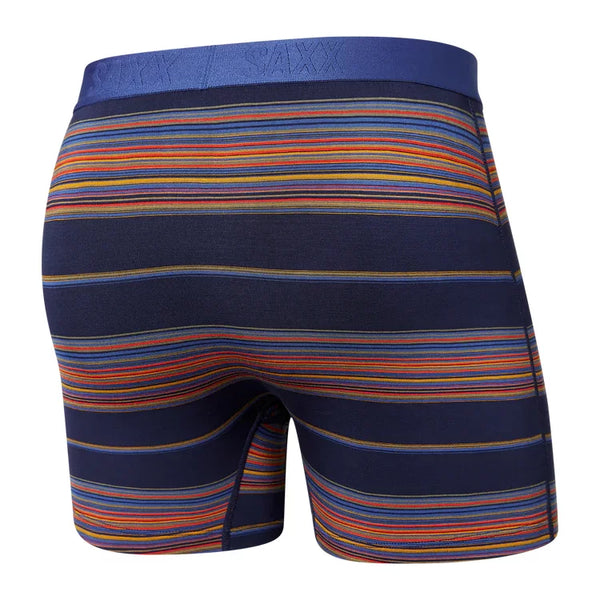 Saxx Men's Ultra Super Soft Boxer Brief w/Fly Horizon Stripe Navy