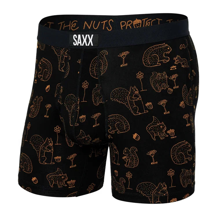 Saxx Mens Protect the Nuts Black Ultra Soft Fly Boxer Brief