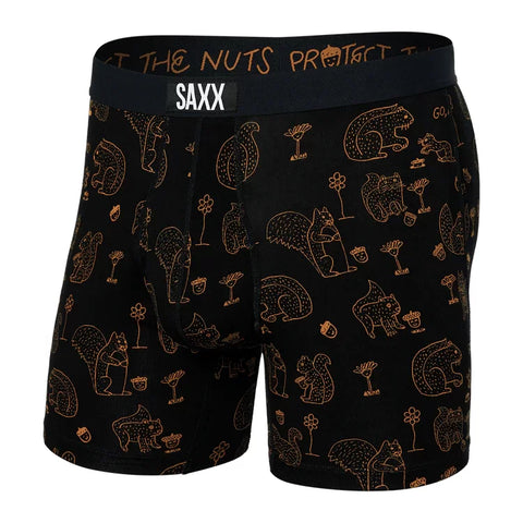 Saxx Mens Protect the Nuts Black Ultra Soft Fly Boxer Brief