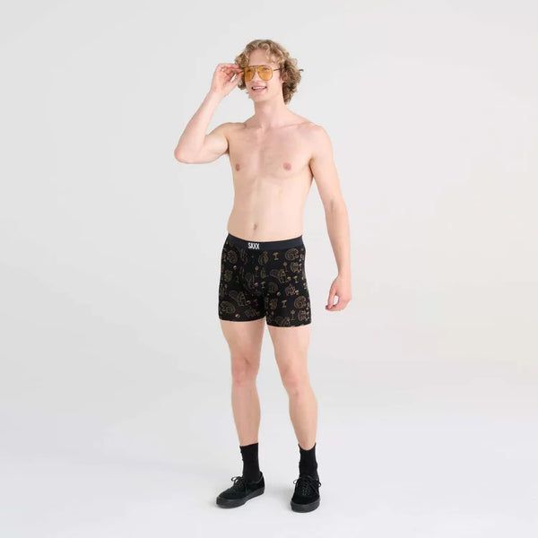 Saxx Mens Protect the Nuts Black Ultra Soft Fly Boxer Brief