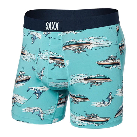 Saxx Mens Sharkshi Turquoise Ultra Soft Fly Boxer Brief