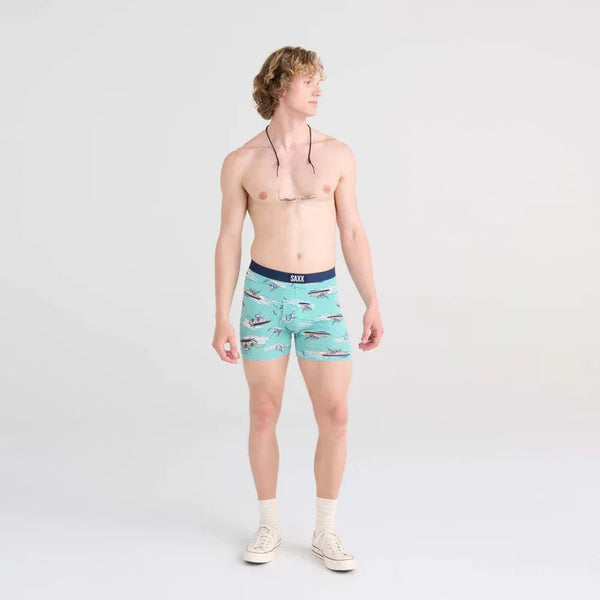 Saxx Mens Sharkshi Turquoise Ultra Soft Fly Boxer Brief