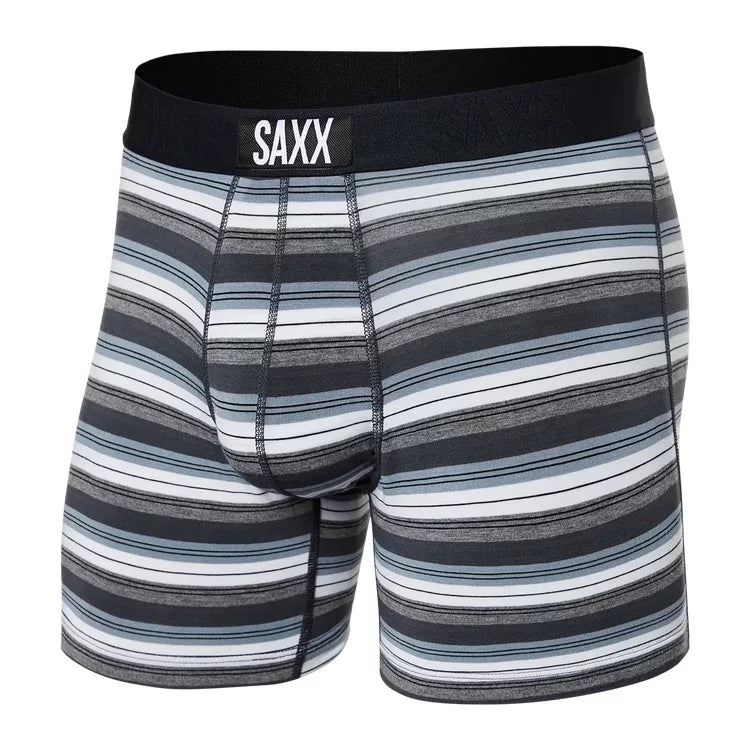 Saxx Mens Vibe Super Soft Boxer Brief Freehand Stripe Grey