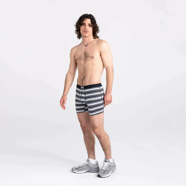 Saxx Mens Vibe Super Soft Boxer Brief Freehand Stripe Grey