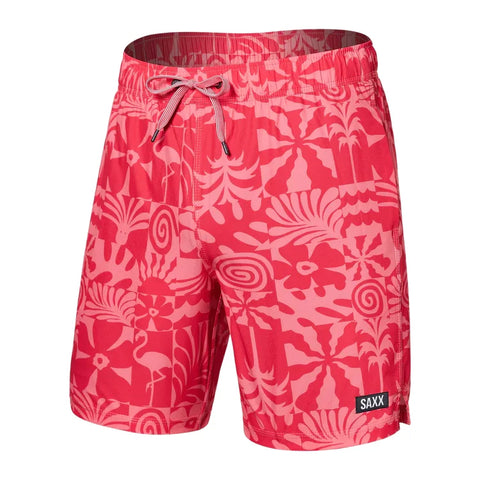 Saxx Men's Oh Buoy 2 in 1 Volley 7" East Coast Hibiscus