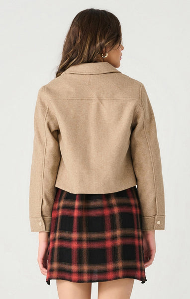 Dex Ladies Taupe Brown Cropped Utility Jacket