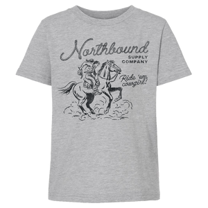 Northbound Supply Co. Girls Grey Heather Cowgirl Tshirt