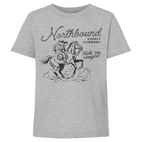 Northbound Supply Co. Girls Grey Heather Cowgirl Tshirt