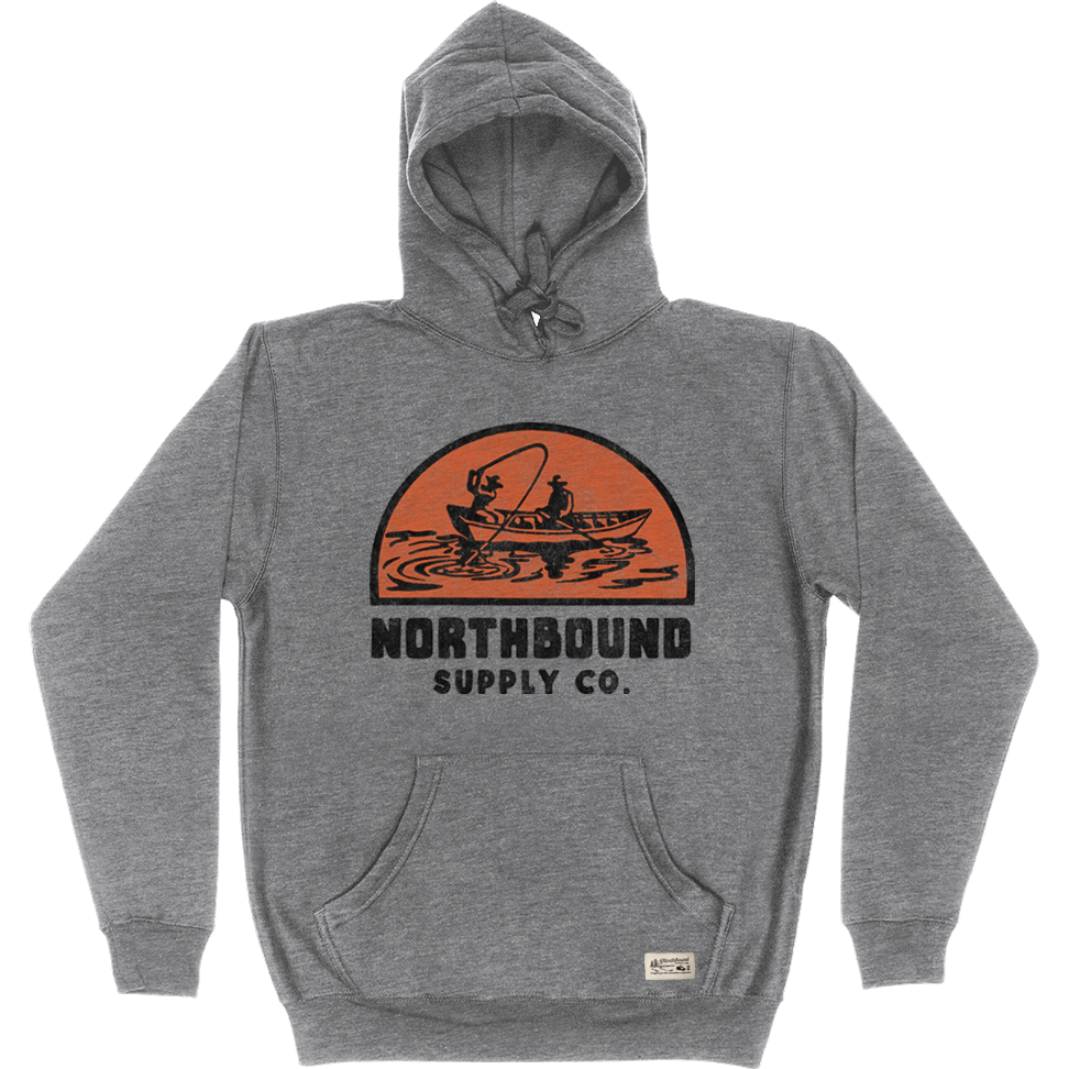 Northbound Supply Co. Mens Graphite Heather Fishing Pullover Hoodie