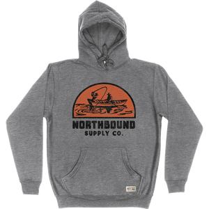 Northbound Supply Co. Mens Graphite Heather Fishing Pullover Hoodie